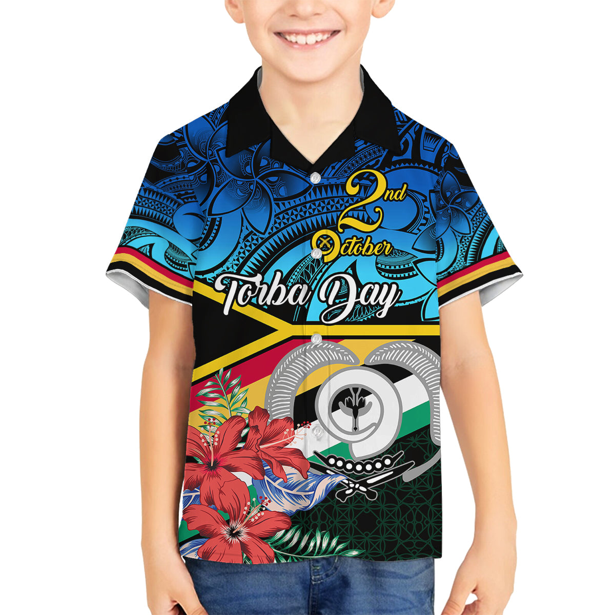 torba-vanuatu-family-matching-off-shoulder-maxi-dress-and-hawaiian-shirt-sand-drawing-with-polynesian-pattern