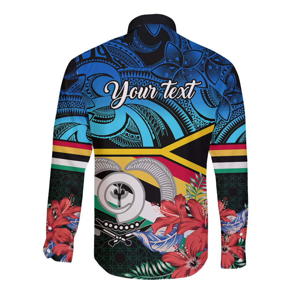 personalised-torba-vanuatu-long-sleeve-button-shirt-sand-drawing-with-polynesian-pattern