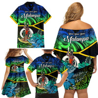 Malampa Day Family Matching Off Shoulder Short Dress and Hawaiian Shirt Vanuatu Flowers with Malampa Emblem Tribal Pattern LT9 - Polynesian Pride