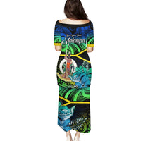 Malampa Day Family Matching Puletasi Dress and Hawaiian Shirt Vanuatu Flowers with Malampa Emblem Tribal Pattern LT9 - Polynesian Pride