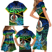 Malampa Day Family Matching Short Sleeve Bodycon Dress and Hawaiian Shirt Vanuatu Flowers with Malampa Emblem Tribal Pattern LT9 - Polynesian Pride
