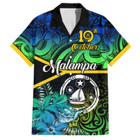 Malampa Day Family Matching Tank Maxi Dress and Hawaiian Shirt Vanuatu Flowers with Malampa Emblem Tribal Pattern LT9 Dad's Shirt - Short Sleeve Black - Polynesian Pride