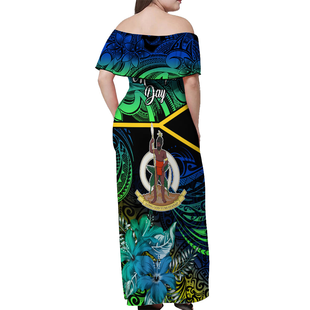 malampa-day-off-shoulder-maxi-dress-vanuatu-flowers-with-malampa-emblem-tribal-pattern