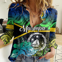 malampa-day-women-casual-shirt-vanuatu-flowers-with-malampa-emblem-tribal-pattern