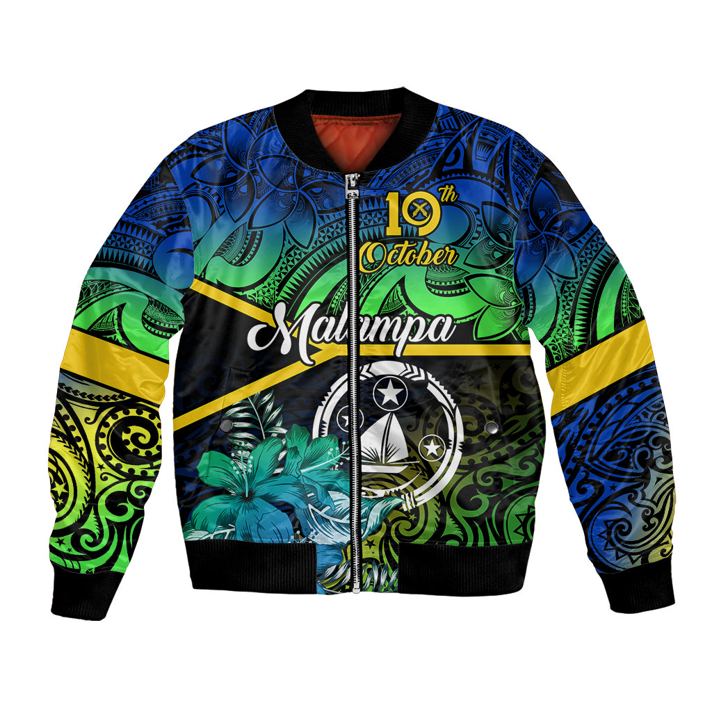 personalised-malampa-day-bomber-jacket-vanuatu-flowers-with-malampa-emblem-tribal-pattern