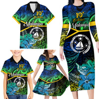 Personalised Malampa Day Family Matching Long Sleeve Bodycon Dress and Hawaiian Shirt Vanuatu Flowers with Malampa Emblem Tribal Pattern LT9 - Polynesian Pride