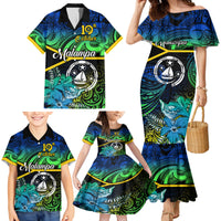 Personalised Malampa Day Family Matching Mermaid Dress and Hawaiian Shirt Vanuatu Flowers with Malampa Emblem Tribal Pattern LT9 - Polynesian Pride