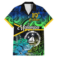 Personalised Malampa Day Family Matching Mermaid Dress and Hawaiian Shirt Vanuatu Flowers with Malampa Emblem Tribal Pattern LT9 Dad's Shirt - Short Sleeve Black - Polynesian Pride