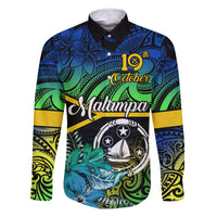 Personalised Malampa Day Family Matching Off Shoulder Short Dress and Hawaiian Shirt Vanuatu Flowers with Malampa Emblem Tribal Pattern LT9 Dad's Shirt - Long Sleeve Black - Polynesian Pride