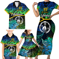 Personalised Malampa Day Family Matching Short Sleeve Bodycon Dress and Hawaiian Shirt Vanuatu Flowers with Malampa Emblem Tribal Pattern LT9 - Polynesian Pride