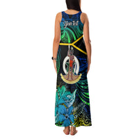 Personalised Malampa Day Family Matching Tank Maxi Dress and Hawaiian Shirt Vanuatu Flowers with Malampa Emblem Tribal Pattern LT9 - Polynesian Pride