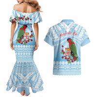 Melanesian Fiji Kula Bird Couples Matching Mermaid Dress and Hawaiian Shirt with Tagimoucia Masi Tapa Pattern LT9 - Polynesian Pride