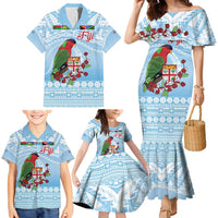 Melanesian Fiji Kula Bird Family Matching Mermaid Dress and Hawaiian Shirt with Tagimoucia Masi Tapa Pattern LT9 - Polynesian Pride