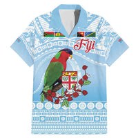 Melanesian Fiji Kula Bird Family Matching Mermaid Dress and Hawaiian Shirt with Tagimoucia Masi Tapa Pattern LT9 Dad's Shirt - Short Sleeve Blue - Polynesian Pride