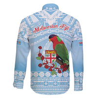 Melanesian Fiji Kula Bird Family Matching Off The Shoulder Long Sleeve Dress and Hawaiian Shirt with Tagimoucia Masi Tapa Pattern LT9 - Polynesian Pride