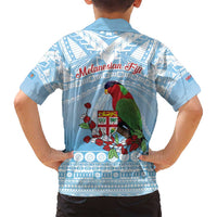 Melanesian Fiji Kula Bird Family Matching Puletasi and Hawaiian Shirt with Tagimoucia Masi Tapa Pattern LT9 - Polynesian Pride