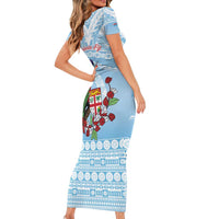 Melanesian Fiji Kula Bird Family Matching Short Sleeve Bodycon Dress and Hawaiian Shirt with Tagimoucia Masi Tapa Pattern LT9 - Polynesian Pride