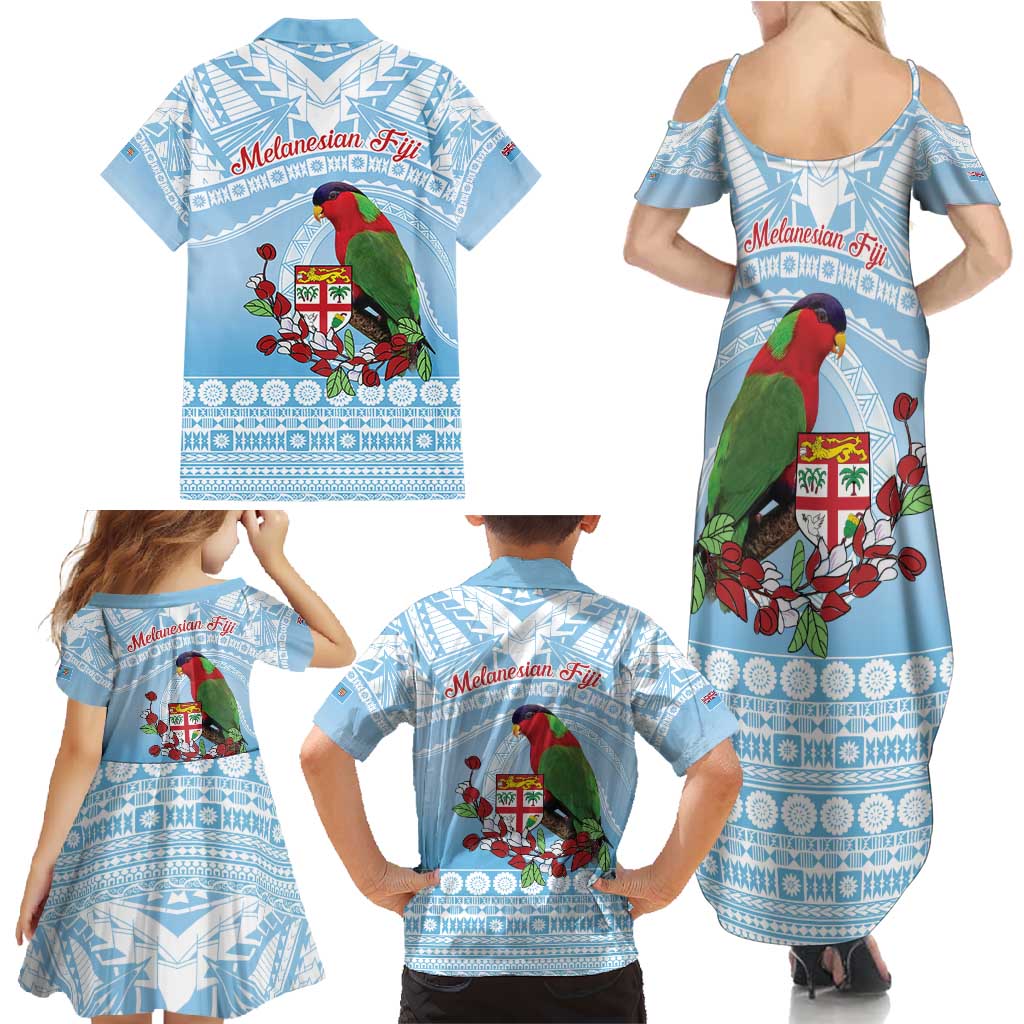 Melanesian Fiji Kula Bird Family Matching Summer Maxi Dress and Hawaiian Shirt with Tagimoucia Masi Tapa Pattern LT9 - Polynesian Pride
