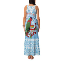 Melanesian Fiji Kula Bird Family Matching Tank Maxi Dress and Hawaiian Shirt with Tagimoucia Masi Tapa Pattern LT9 - Polynesian Pride