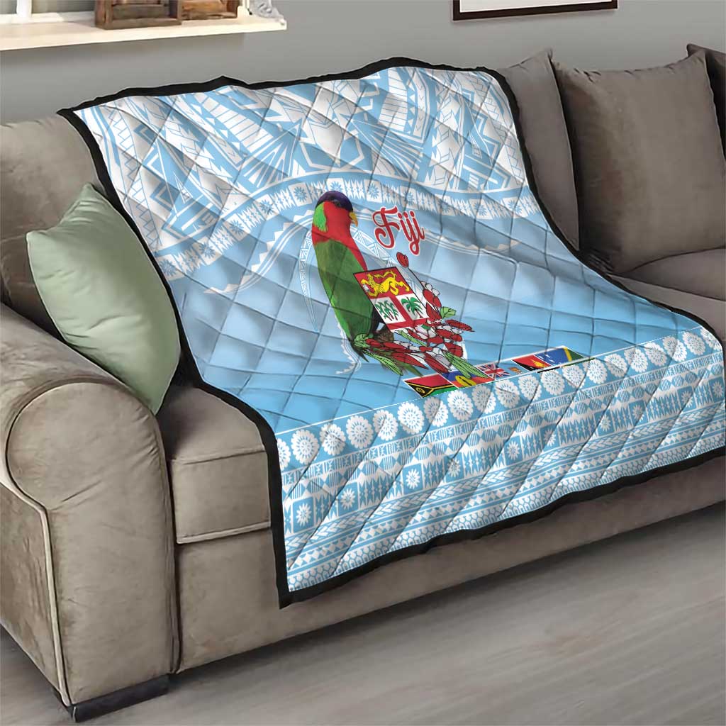 Melanesian Fiji Kula Bird Quilt with Tagimoucia Masi Tapa Pattern