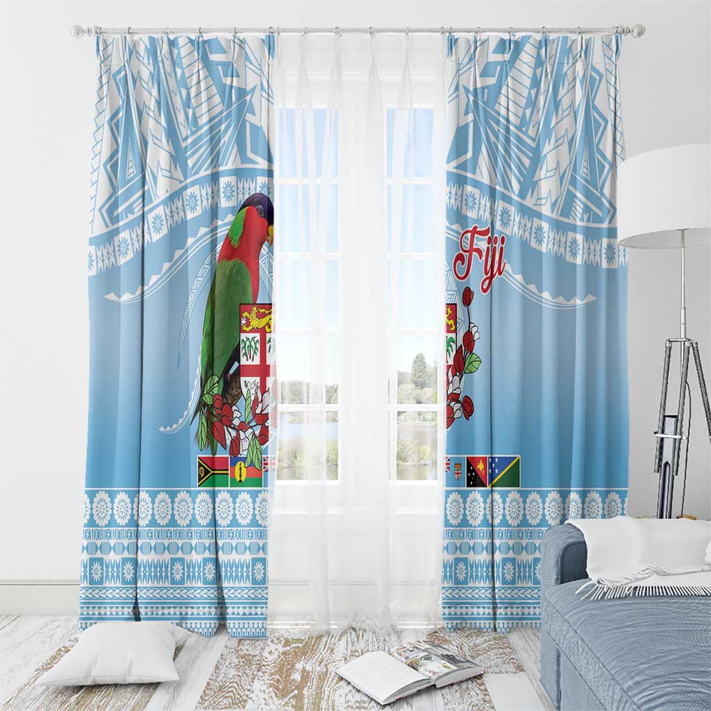 Melanesian Fiji Kula Bird Window Curtain with Tagimoucia Masi Tapa Pattern