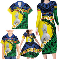 Melanesian New Caledonia Family Matching Long Sleeve Bodycon Dress and Hawaiian Shirt Plumeria Kagu Bird and Nautilus Shell LT9 - Polynesian Pride