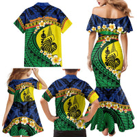 Melanesian New Caledonia Family Matching Mermaid Dress and Hawaiian Shirt Plumeria Kagu Bird and Nautilus Shell LT9 - Polynesian Pride