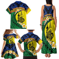 Melanesian New Caledonia Family Matching Tank Maxi Dress and Hawaiian Shirt Plumeria Kagu Bird and Nautilus Shell LT9 - Polynesian Pride