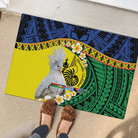 Melanesian New Caledonia Rubber Doormat Plumeria Kagu Bird and Nautilus Shell LT9 - Polynesian Pride
