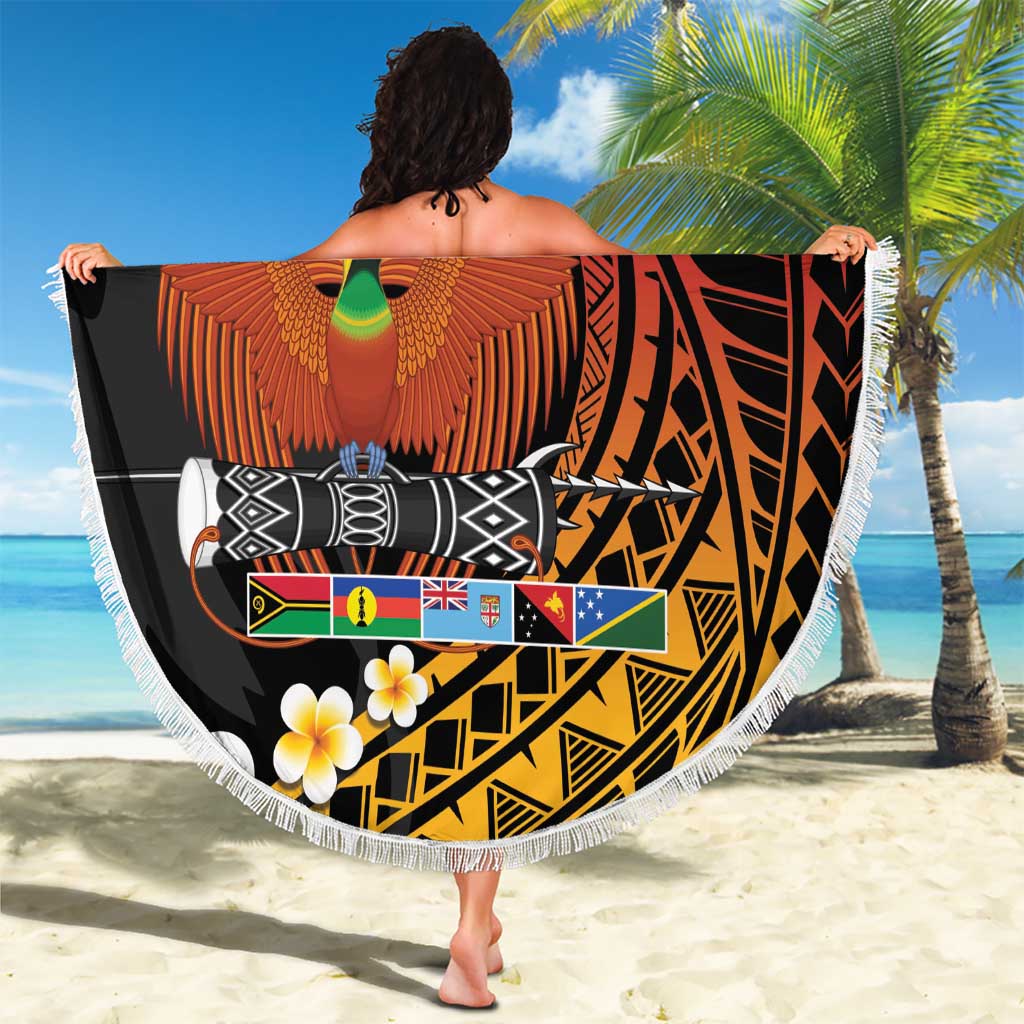 Melanesian Papua New Guinea Beach Blanket Plumeria Bird of Paradise Tribal