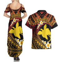 Melanesian Papua New Guinea Couples Matching Summer Maxi Dress and Hawaiian Shirt Plumeria Bird of Paradise Tribal LT9 - Polynesian Pride