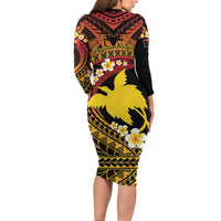 Melanesian Papua New Guinea Family Matching Long Sleeve Bodycon Dress and Hawaiian Shirt Plumeria Bird of Paradise Tribal LT9 - Polynesian Pride