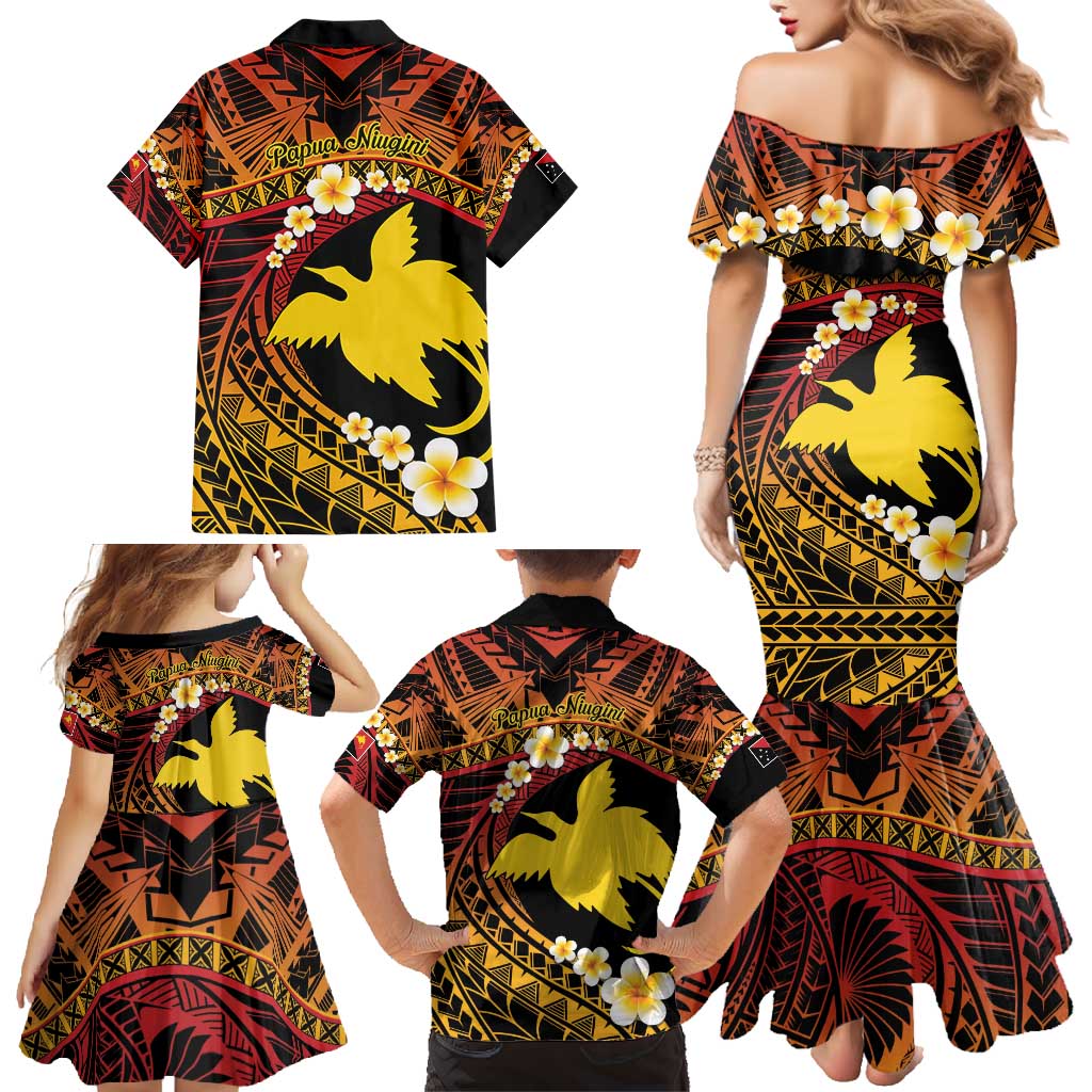 Melanesian Papua New Guinea Family Matching Mermaid Dress and Hawaiian Shirt Plumeria Bird of Paradise Tribal LT9 - Polynesian Pride