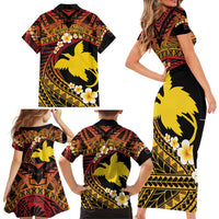 Melanesian Papua New Guinea Family Matching Short Sleeve Bodycon Dress and Hawaiian Shirt Plumeria Bird of Paradise Tribal LT9 - Polynesian Pride
