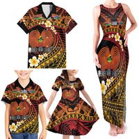 Melanesian Papua New Guinea Family Matching Tank Maxi Dress and Hawaiian Shirt Plumeria Bird of Paradise Tribal LT9 - Polynesian Pride