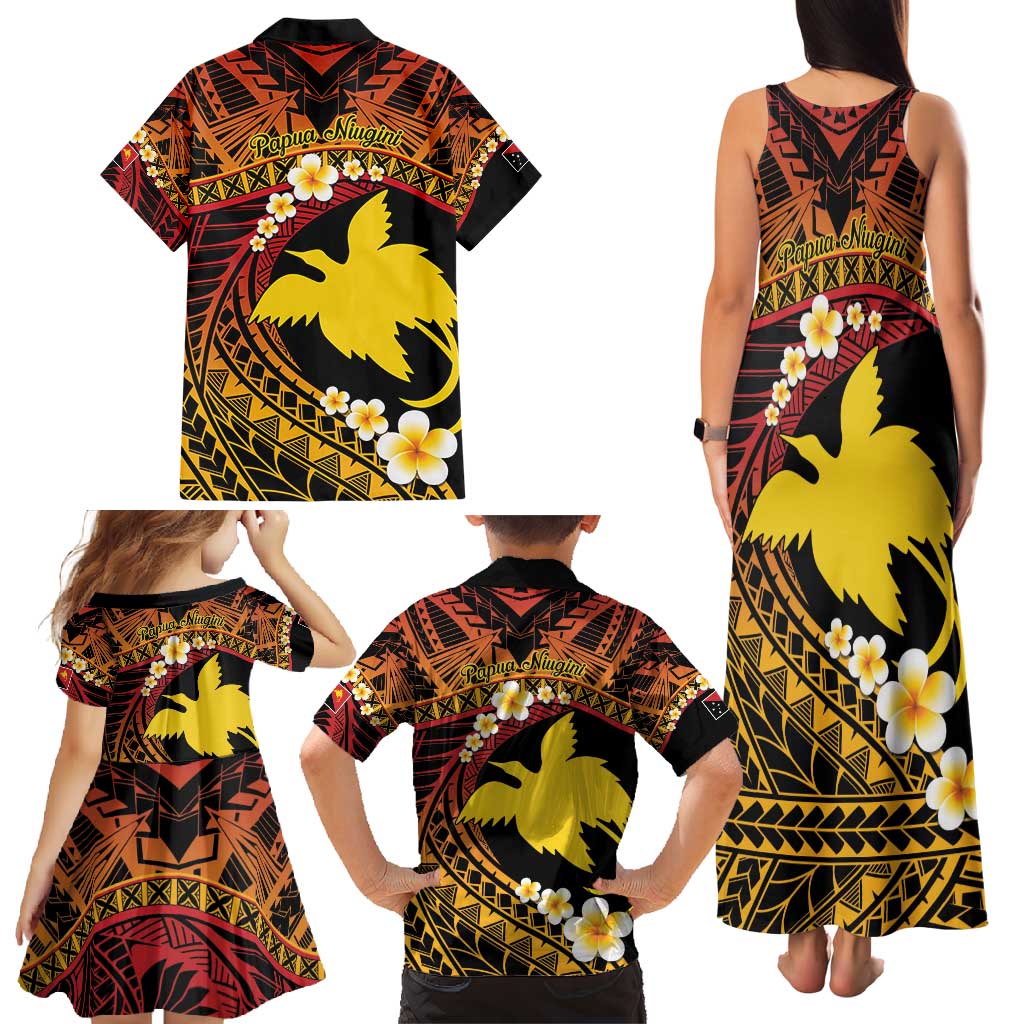 Melanesian Papua New Guinea Family Matching Tank Maxi Dress and Hawaiian Shirt Plumeria Bird of Paradise Tribal LT9 - Polynesian Pride