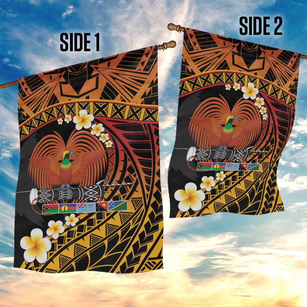Melanesian Papua New Guinea Garden Flag Plumeria Bird of Paradise Tribal LT9 - Polynesian Pride