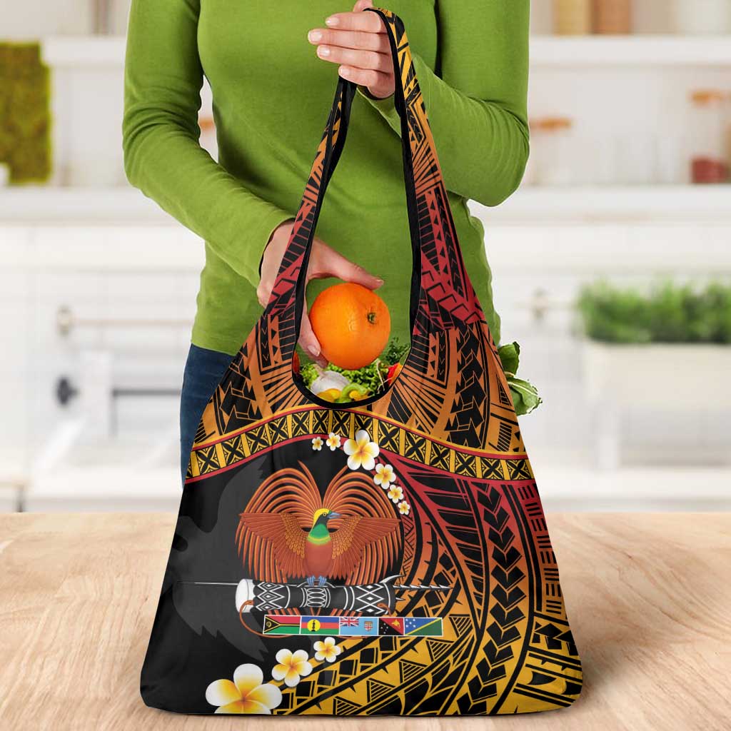 Melanesian Papua New Guinea Grocery Bag Plumeria Bird of Paradise Tribal LT9 - Polynesian Pride