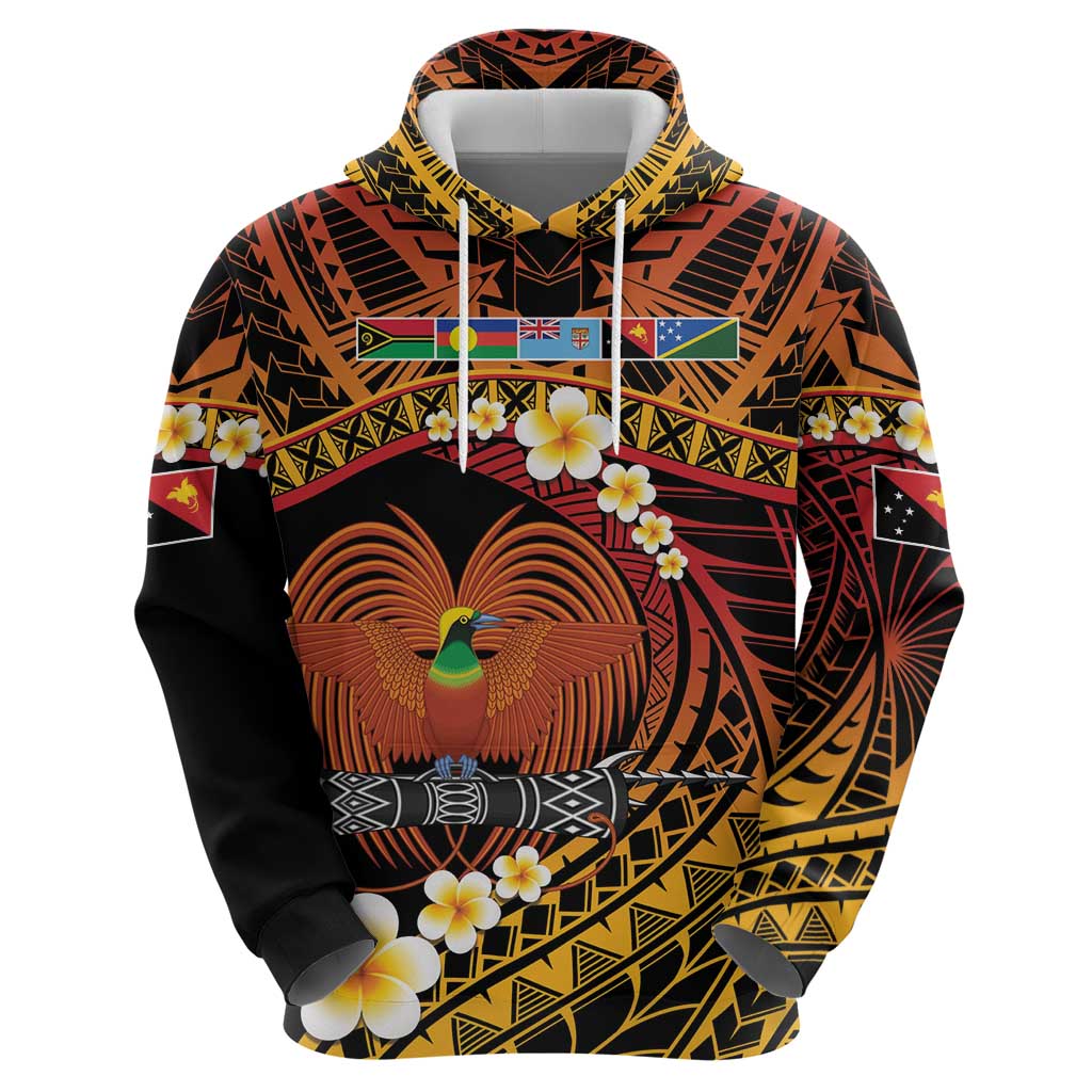 Melanesian Papua New Guinea Hoodie Plumeria Bird of Paradise Tribal LT9 - Polynesian Pride