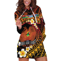 Melanesian Papua New Guinea Hoodie Dress Plumeria Bird of Paradise Tribal LT9 Red - Polynesian Pride