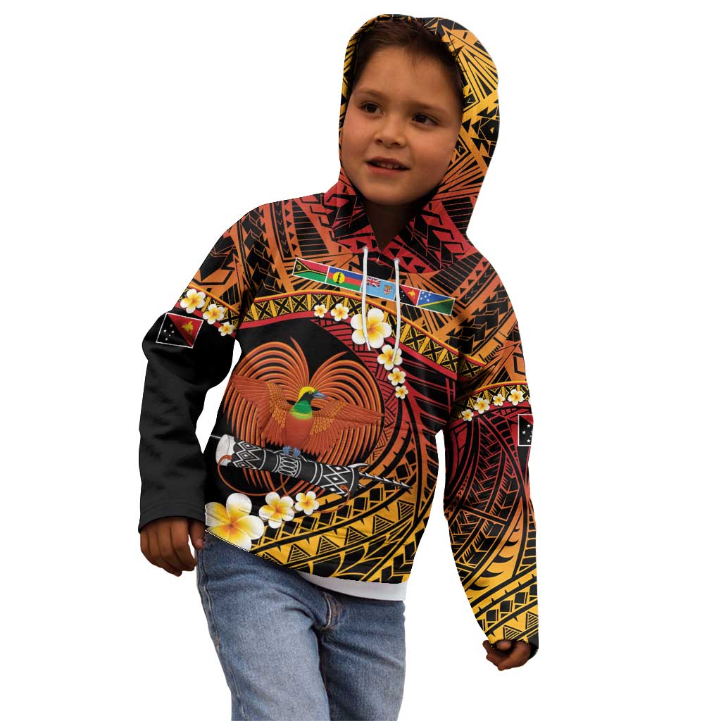 Melanesian Papua New Guinea Kid Hoodie Plumeria Bird of Paradise Tribal LT9 - Polynesian Pride