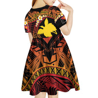 Melanesian Papua New Guinea Kid Short Sleeve Dress Plumeria Bird of Paradise Tribal LT9 - Polynesian Pride