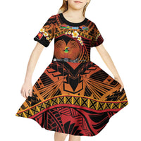 Melanesian Papua New Guinea Kid Short Sleeve Dress Plumeria Bird of Paradise Tribal LT9 - Polynesian Pride