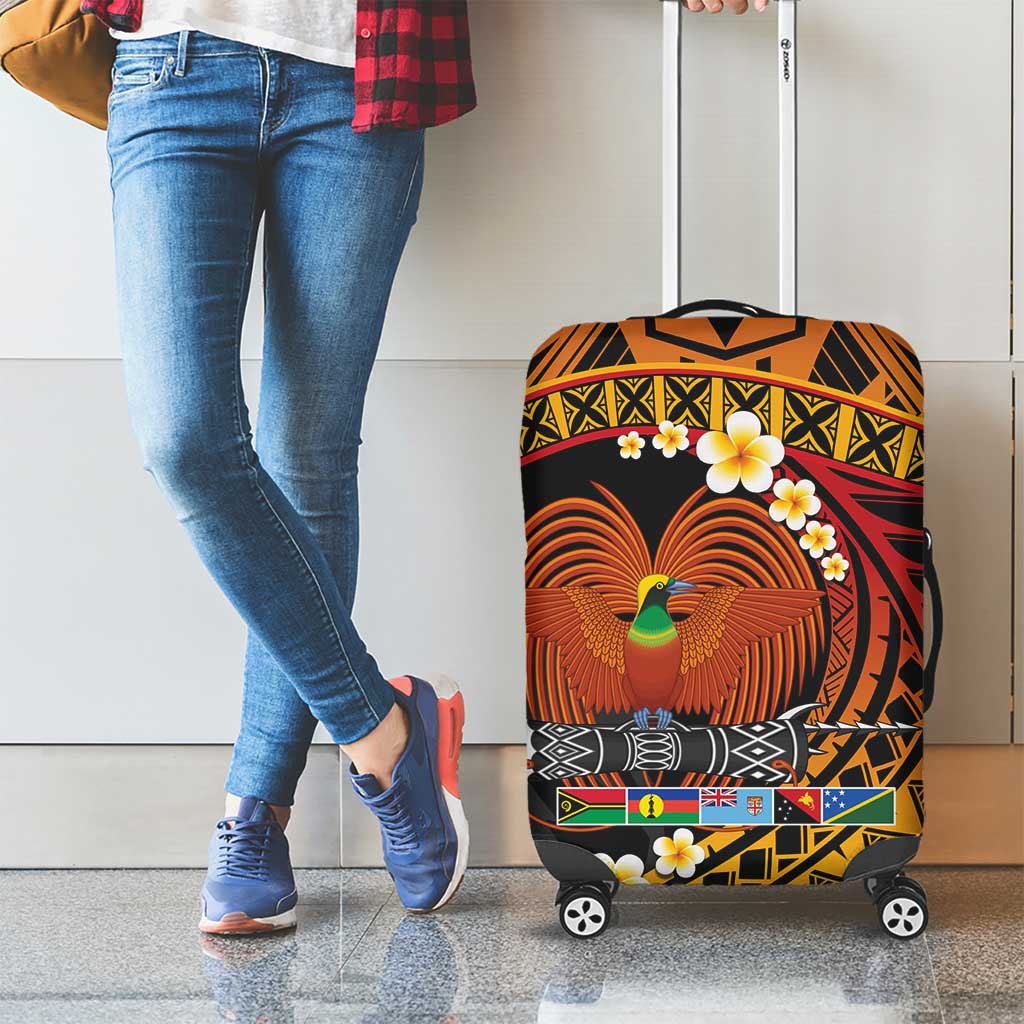 Melanesian Papua New Guinea Luggage Cover Plumeria Bird of Paradise Tribal LT9 - Polynesian Pride
