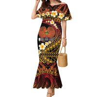 Melanesian Papua New Guinea Mermaid Dress Plumeria Bird of Paradise Tribal LT9 Women Red - Polynesian Pride