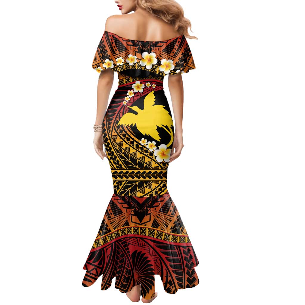 Melanesian Papua New Guinea Mermaid Dress Plumeria Bird of Paradise Tribal LT9 - Polynesian Pride