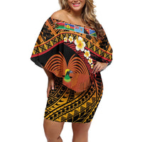 Melanesian Papua New Guinea Off Shoulder Short Dress Plumeria Bird of Paradise Tribal LT9 Women Red - Polynesian Pride