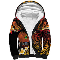 Melanesian Papua New Guinea Sherpa Hoodie Plumeria Bird of Paradise Tribal LT9 Unisex Red - Polynesian Pride