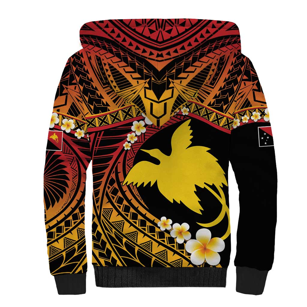 Melanesian Papua New Guinea Sherpa Hoodie Plumeria Bird of Paradise Tribal LT9 - Polynesian Pride