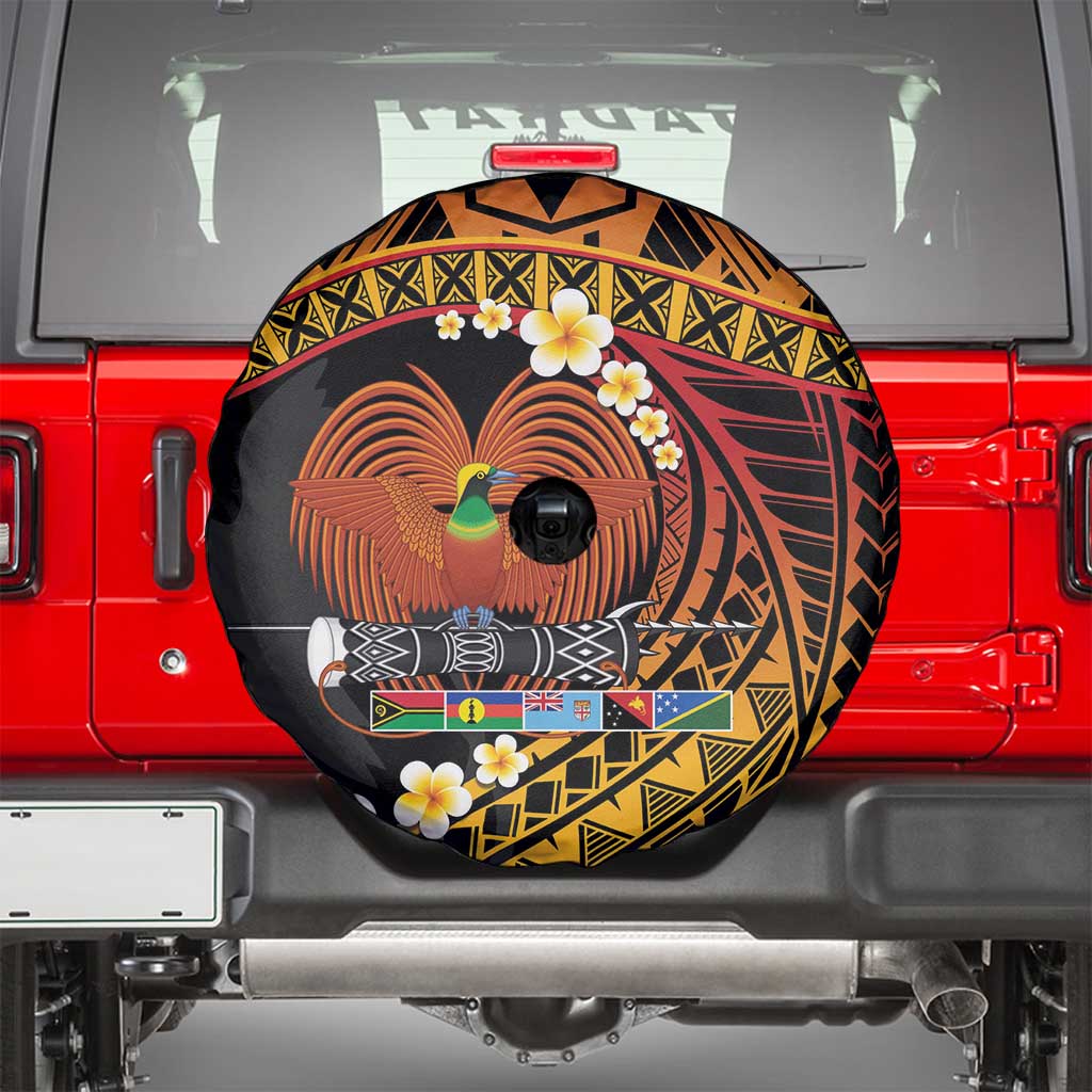 Melanesian Papua New Guinea Spare Tire Cover Plumeria Bird of Paradise Tribal LT9 - Polynesian Pride